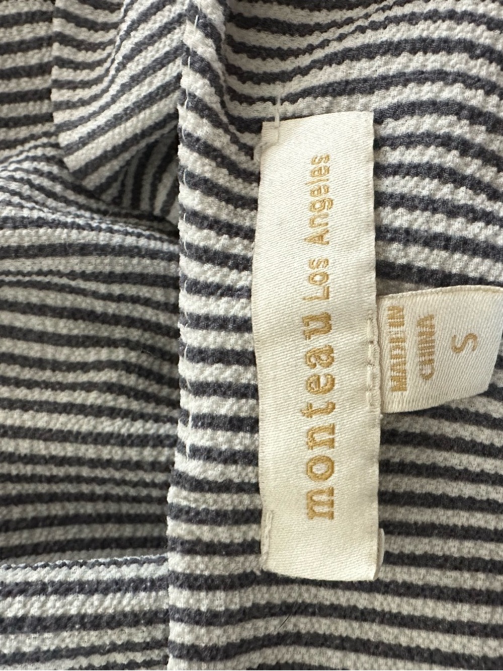 Monteau Los Angeles Striped Ruffle Sleeve Blouse Small Work Top - Picture 5 of 5